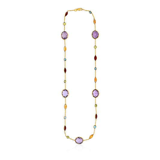 14k Yellow Gold Necklace with Multi-Colored Stones - The Best Accessory