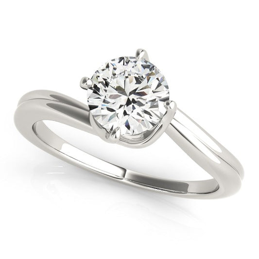 14k White Gold Bypass Style Solitaire Round Diamond Engagement Ring (1 cttw) - The Best Accessory