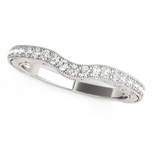 14k White Gold Antique Style Milgrained Curved Diamond Ring (1/4 cttw) - The Best Accessory