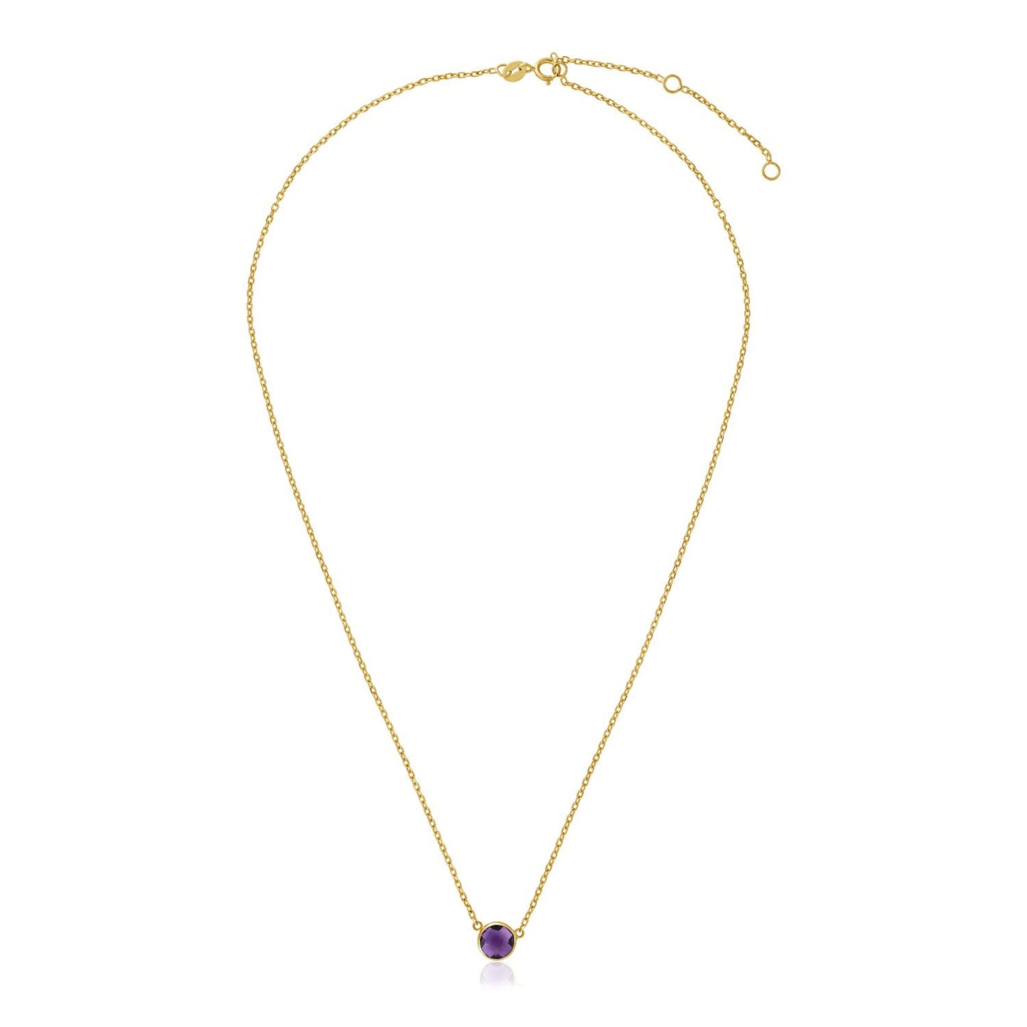 14k Yellow Gold 17 inch Necklace with Round Amethyst - The Best Accessory