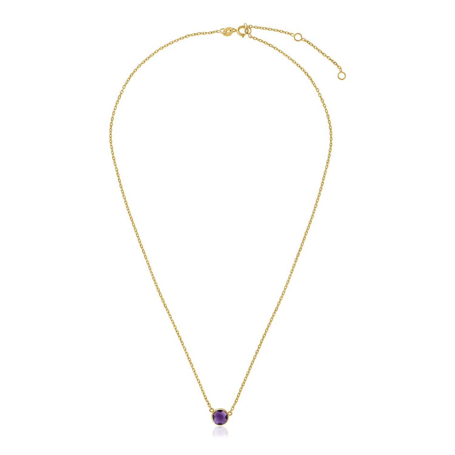 14k Yellow Gold 17 inch Necklace with Round Amethyst - The Best Accessory