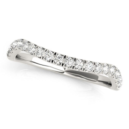 14k White Gold Curved Design Diamond Wedding Band (1/4 cttw) - The Best Accessory