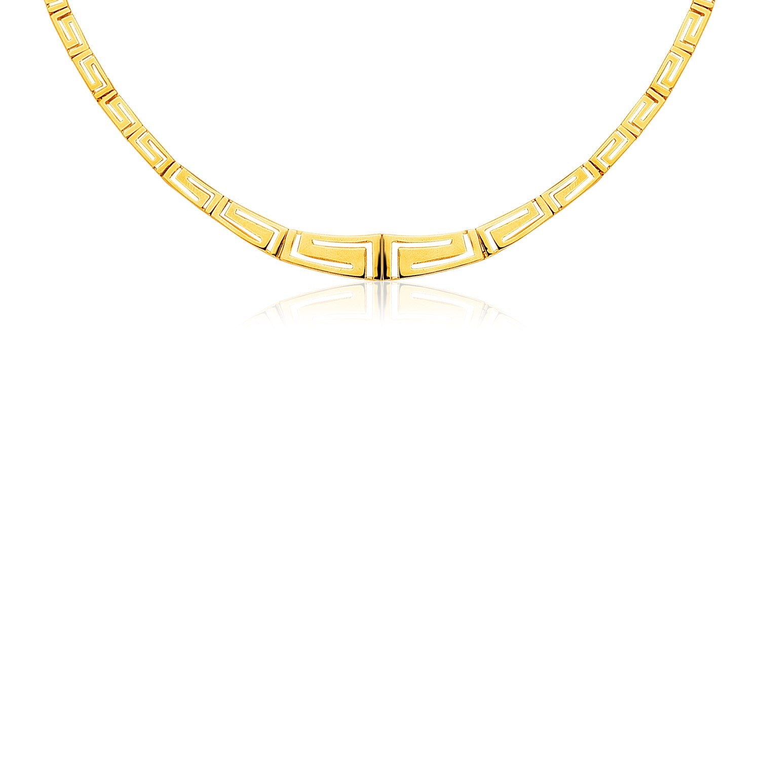 14K Yellow Gold Necklace with Graduated Greek Meander Motif Links - The Best Accessory