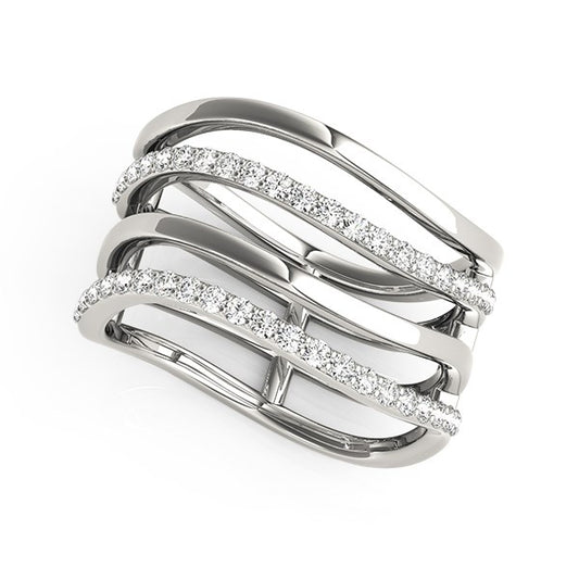14k White Gold Multiple Band Design Ring with Diamonds (3/8 cttw) - The Best Accessory