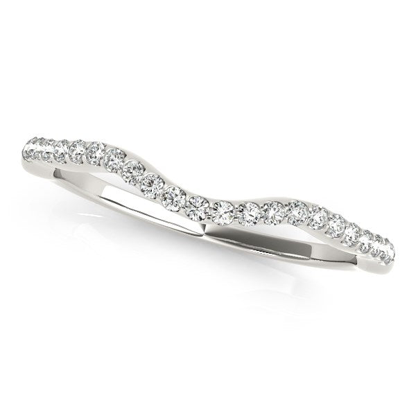 14k White Gold Curvy Style Wedding Ring with Round Diamonds (1/8 cttw) - The Best Accessory