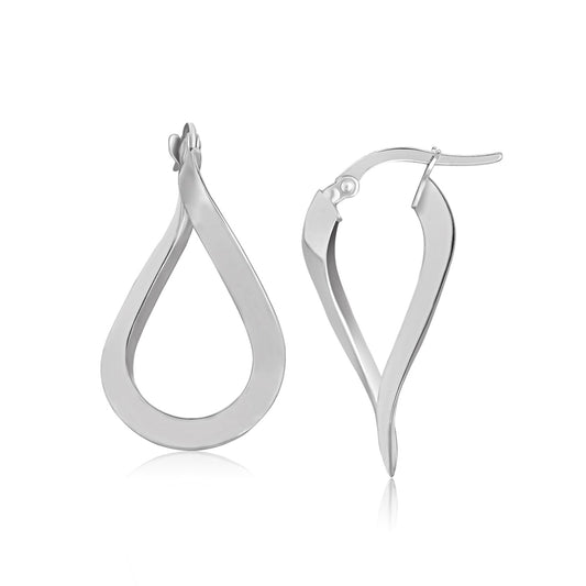 14k White Gold Twisted Freeform Hoop Earrings - The Best Accessory