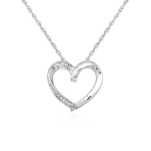Open Heart Pendant with Diamonds in Sterling Silver - The Best Accessory