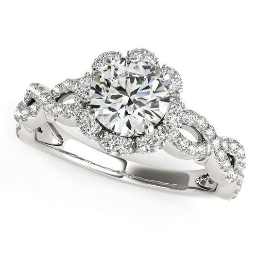 14k White Gold Flower Motif Split Shank Diamond Engagement Ring (1 5/8 cttw) - The Best Accessory