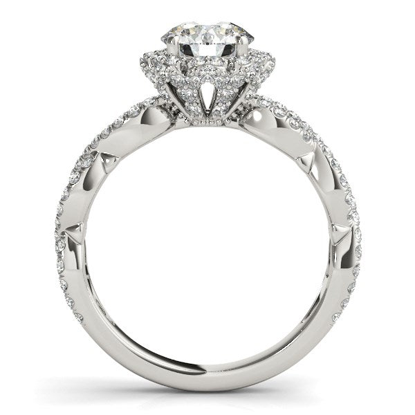 14k White Gold Flower Motif Split Shank Diamond Engagement Ring (1 5/8 cttw) - The Best Accessory