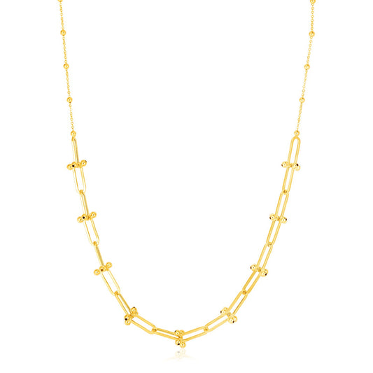 14k Yellow Gold Beaded U Link Chain Necklace - The Best Accessory