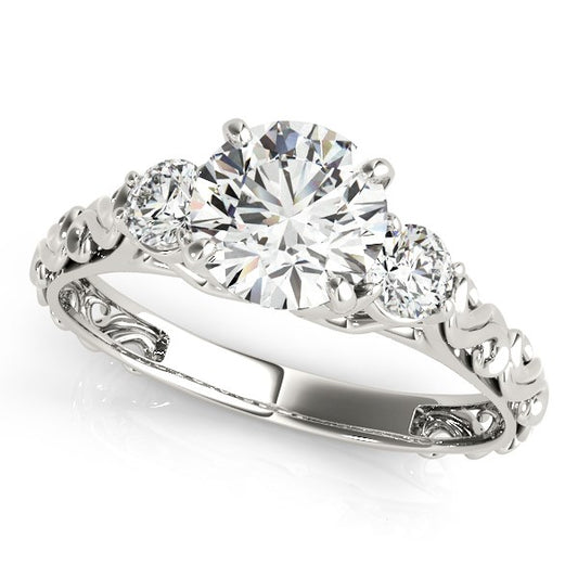 14k White Gold Antique Design 3 Stone Diamond Engagement Ring (1 3/4 cttw) - The Best Accessory