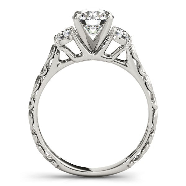 14k White Gold Antique Design 3 Stone Diamond Engagement Ring (1 3/4 cttw) - The Best Accessory