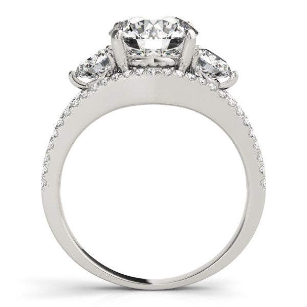 14k White Gold 3 Stone Split Pave Shank Diamond Engagement Ring (2 3/4 cttw) - The Best Accessory