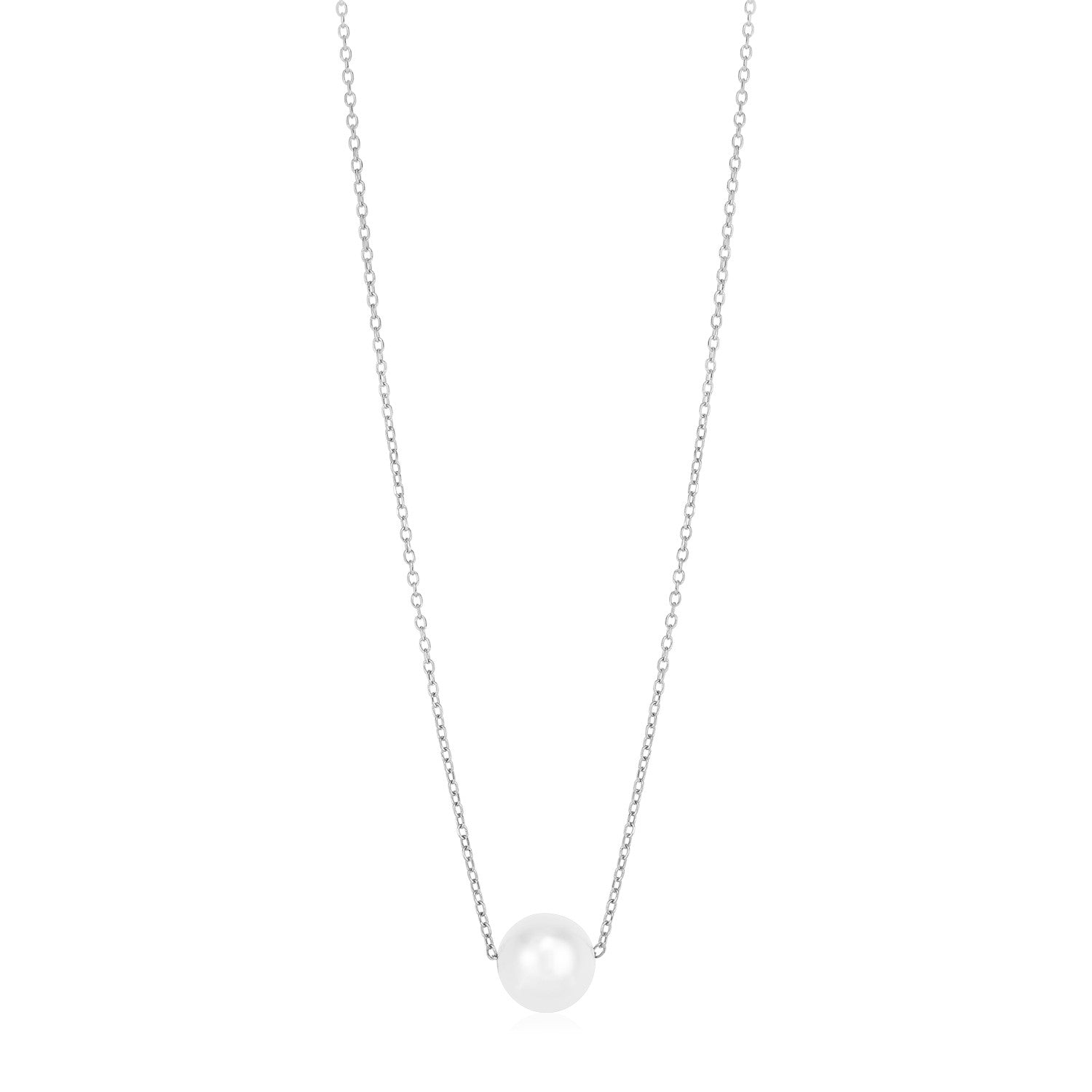 14k White Gold Pearl Solitaire Necklace - The Best Accessory