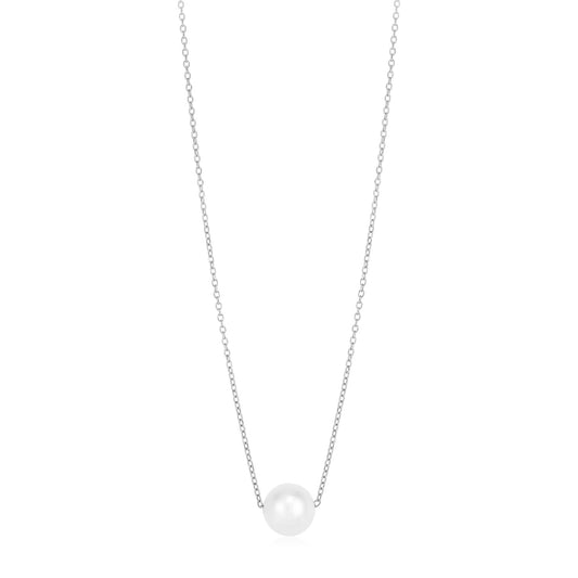 14k White Gold Pearl Solitaire Necklace - The Best Accessory