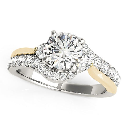 14k White And Yellow Gold Round Bypass Diamond Engagement Ring (1 1/2 cttw) - The Best Accessory