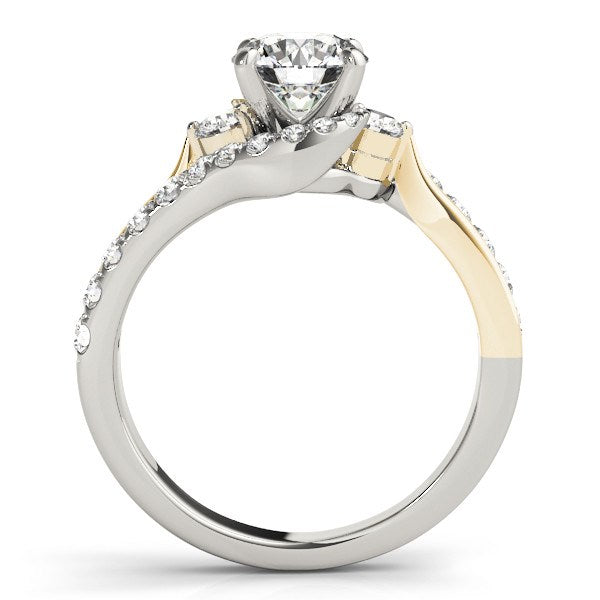 14k White And Yellow Gold Round Bypass Diamond Engagement Ring (1 1/2 cttw) - The Best Accessory