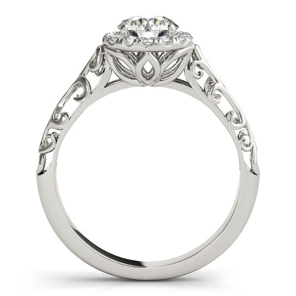 14k White Gold Halo Antique Style Round Diamond Engagement Ring (5/8 cttw) - The Best Accessory
