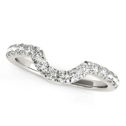 14k White Gold Curved Diamond Wedding Band (3/8 cttw) - The Best Accessory