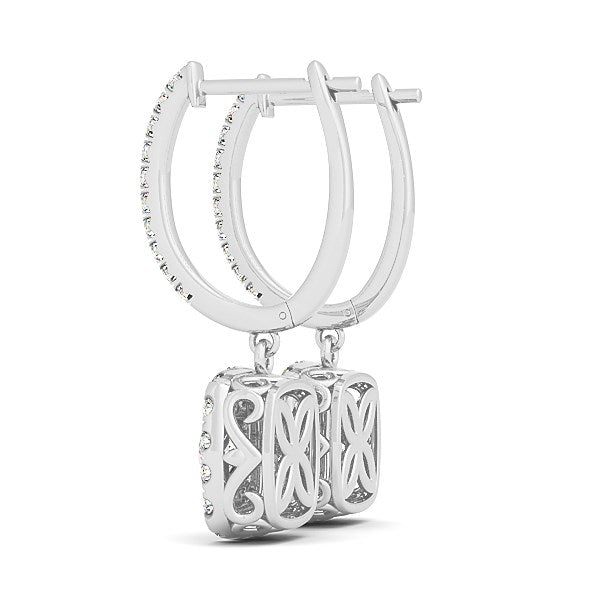 14k White Gold Double Halo Cushion Outer Shaped Diamond  Earrings (3/4 cttw) - The Best Accessory
