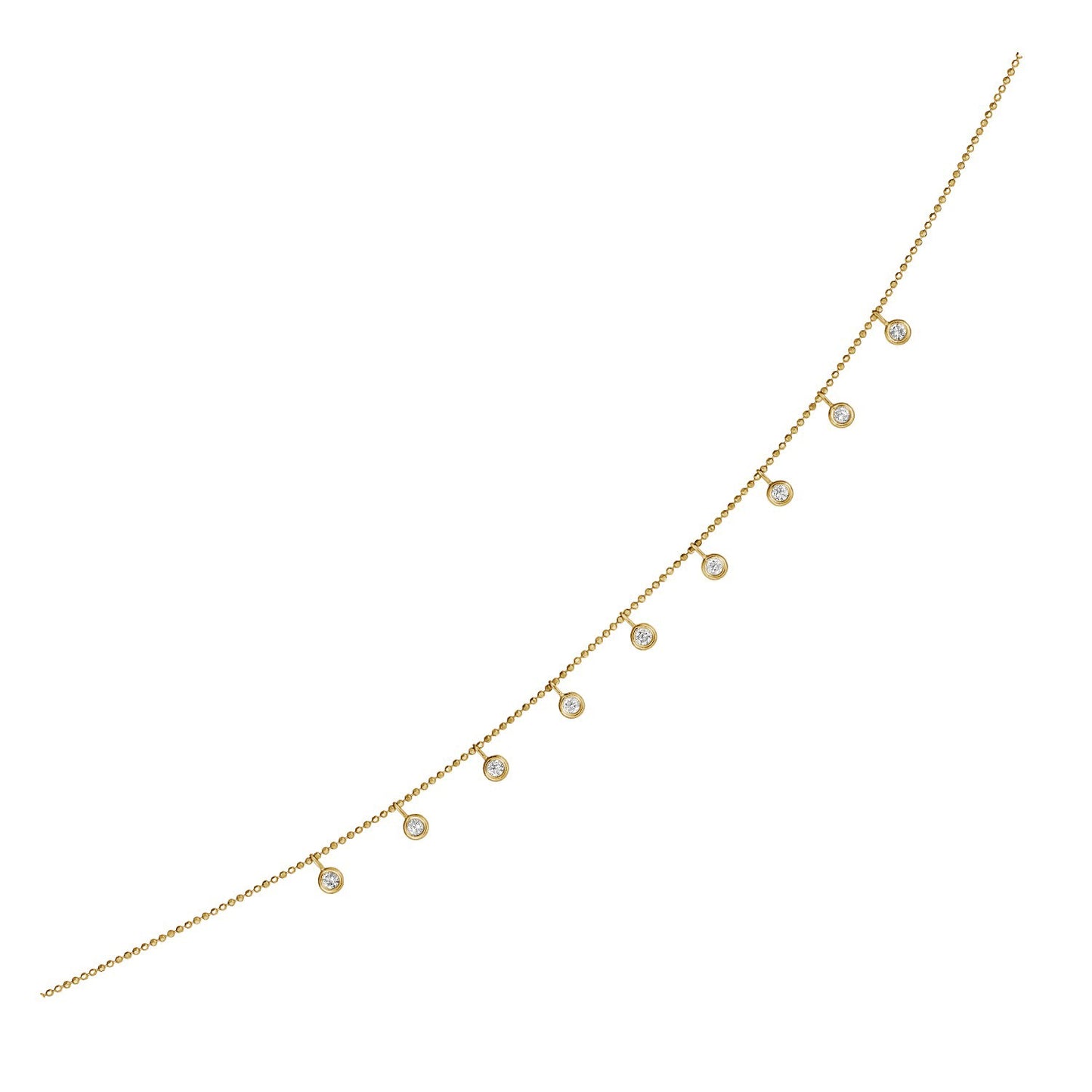 14k Yellow Gold Necklace with Round Diamond Charms - The Best Accessory