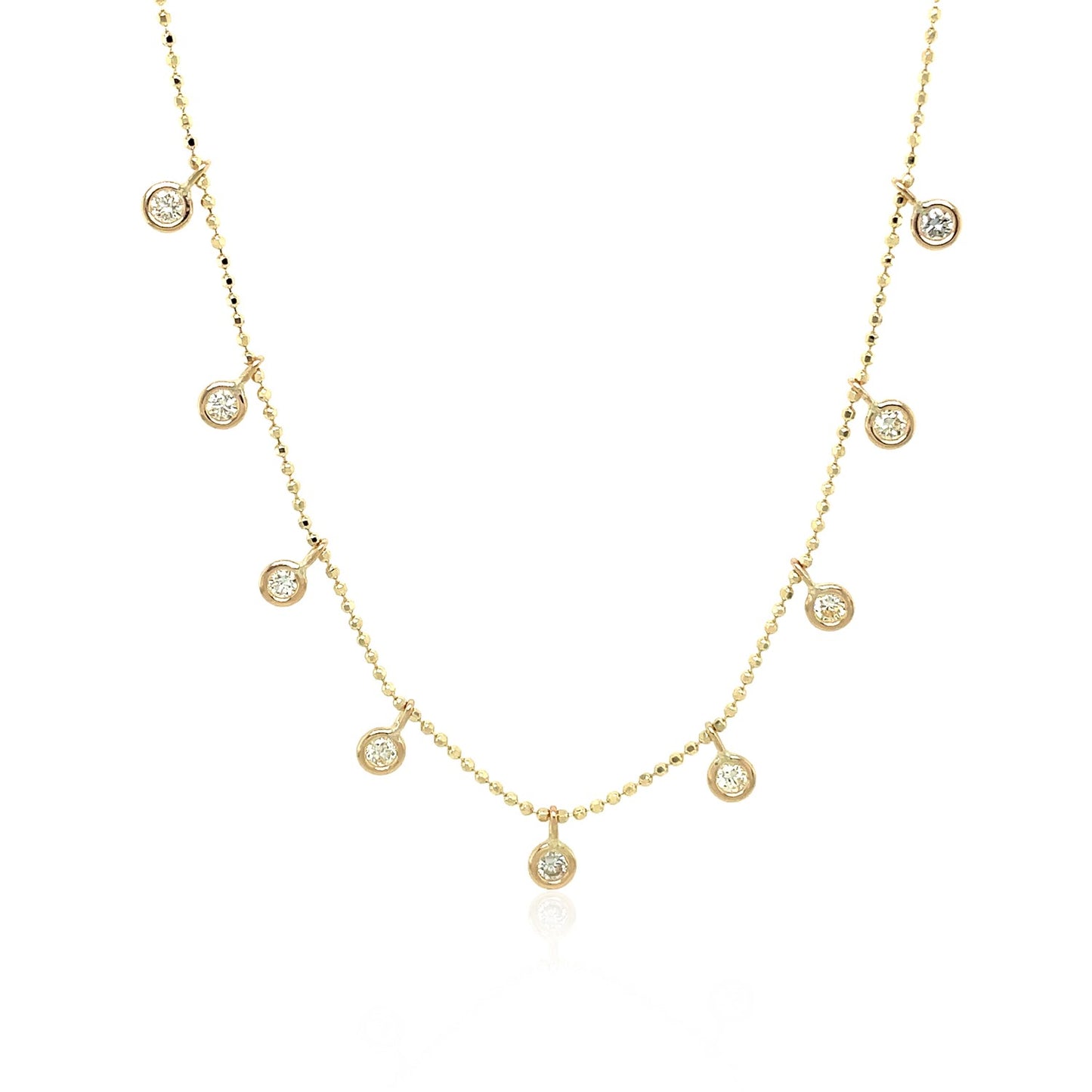14k Yellow Gold Necklace with Round Diamond Charms - The Best Accessory