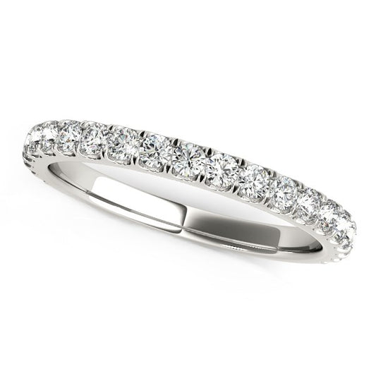 14k White Gold Round Pave Setting Diamond Wedding Band (3/8 cttw) - The Best Accessory