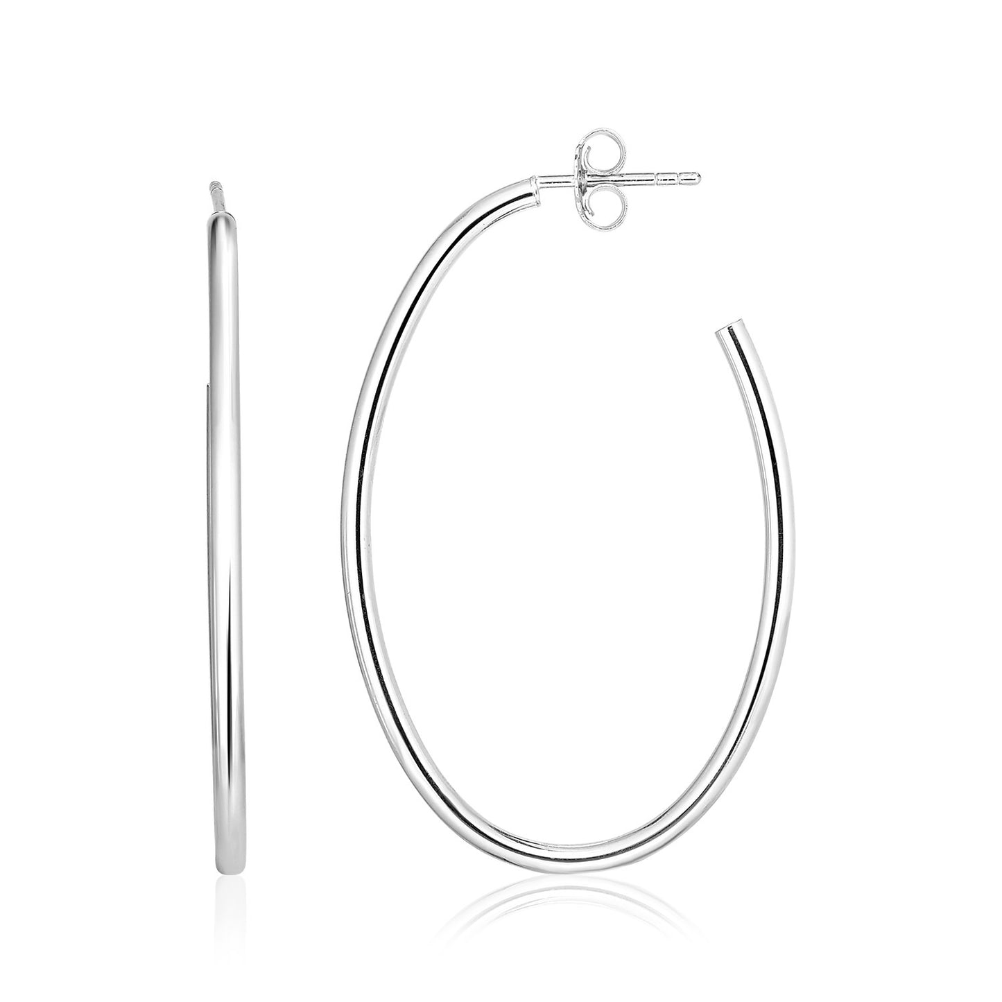 Sterling Silver Polished Oval Hoop Earrings - The Best Accessory