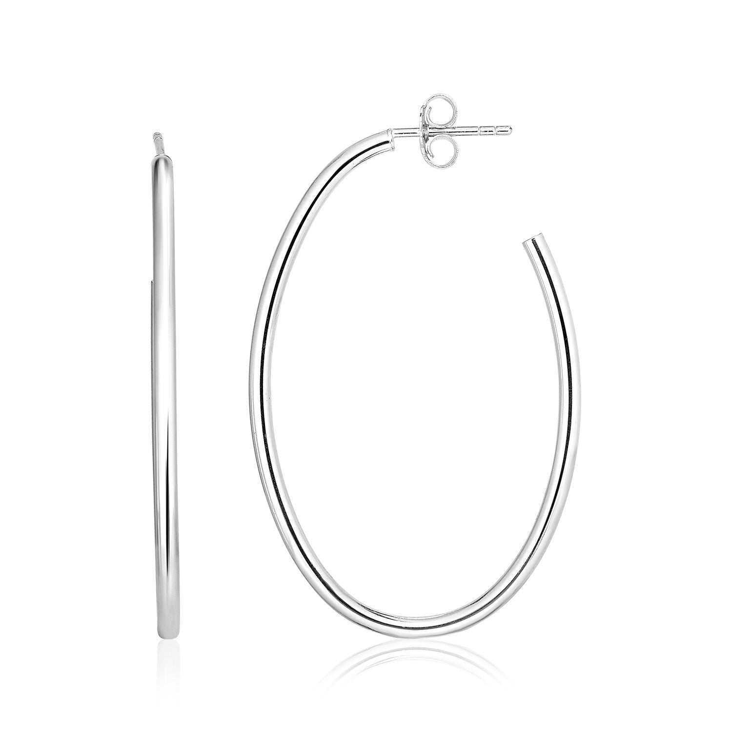 Sterling Silver Polished Oval Hoop Earrings - The Best Accessory