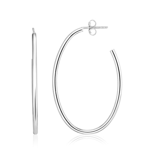 Sterling Silver Polished Oval Hoop Earrings - The Best Accessory
