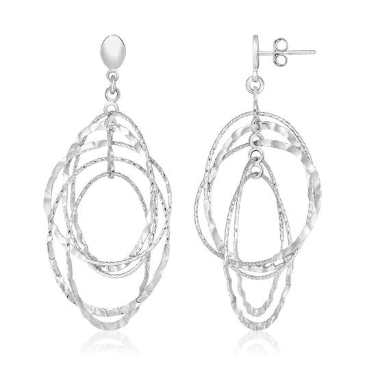 Sterling Silver Textured Oval Dangle Earrings - The Best Accessory