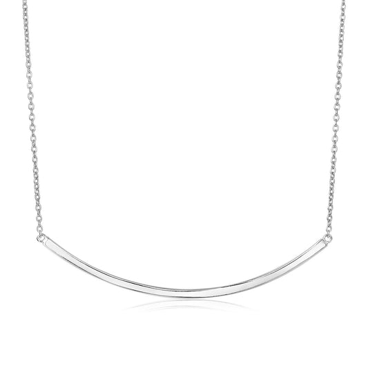 Sterling Silver Polished Curved Bar Necklace - The Best Accessory