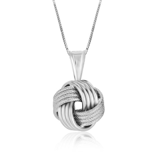 Sterling Silver Pendant with a Ridge Textured Love Knot Design - The Best Accessory