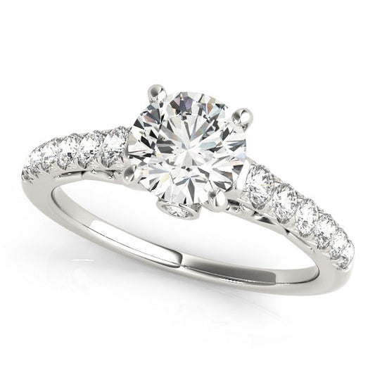 14k White Gold Scalloped Single Row Band Diamond Engagement Ring (1 3/8 cttw) - The Best Accessory