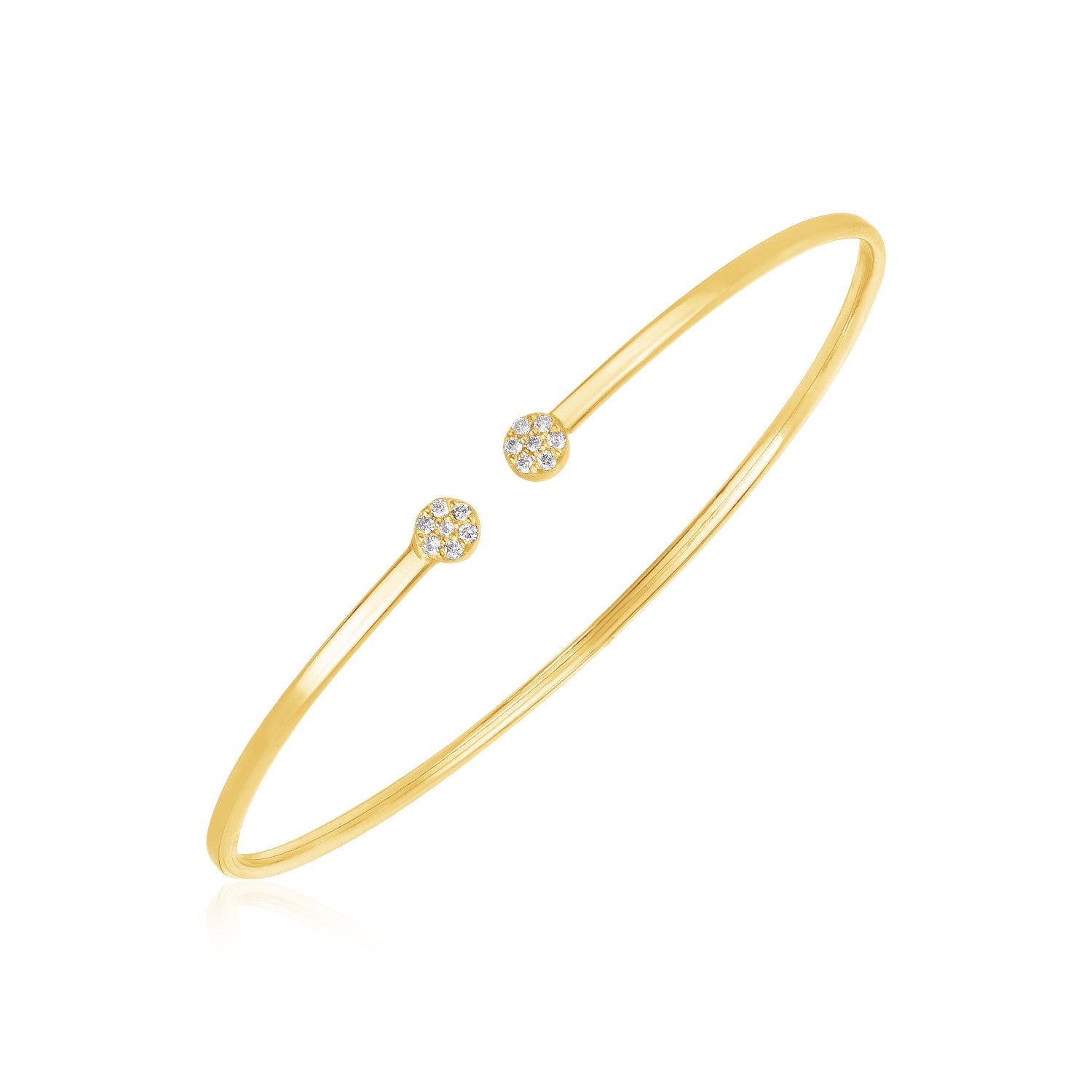 14k Yellow Gold High Polish Diamond Cluster Bangle (2.00 mm) - The Best Accessory
