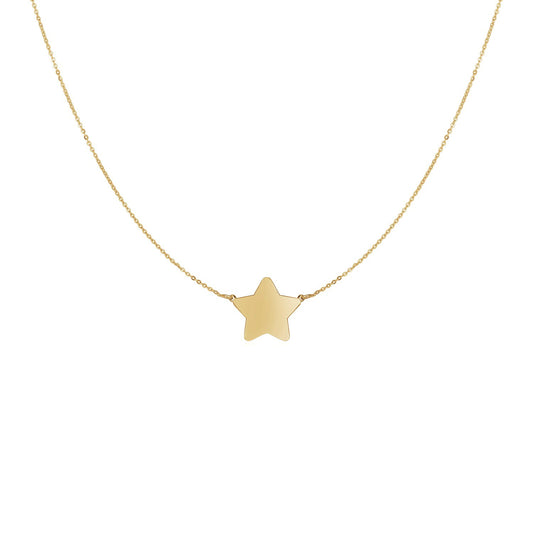 14k Yellow Gold Necklace with Five Pointed Star - The Best Accessory