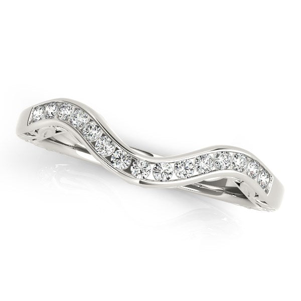 14k White Gold Curved Diamond Wedding Ring (1/10 cttw) - The Best Accessory