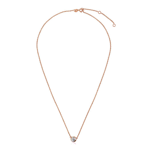 14k Rose Gold 17 inch Necklace with Round White Topaz - The Best Accessory