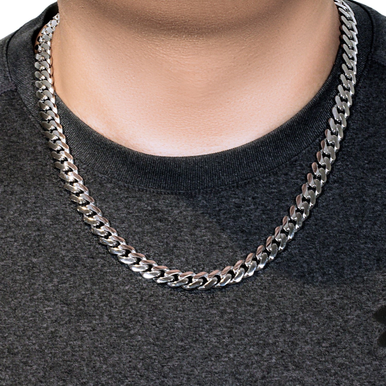 14k White Gold 22 inch Polished Curb Chain Necklace - The Best Accessory