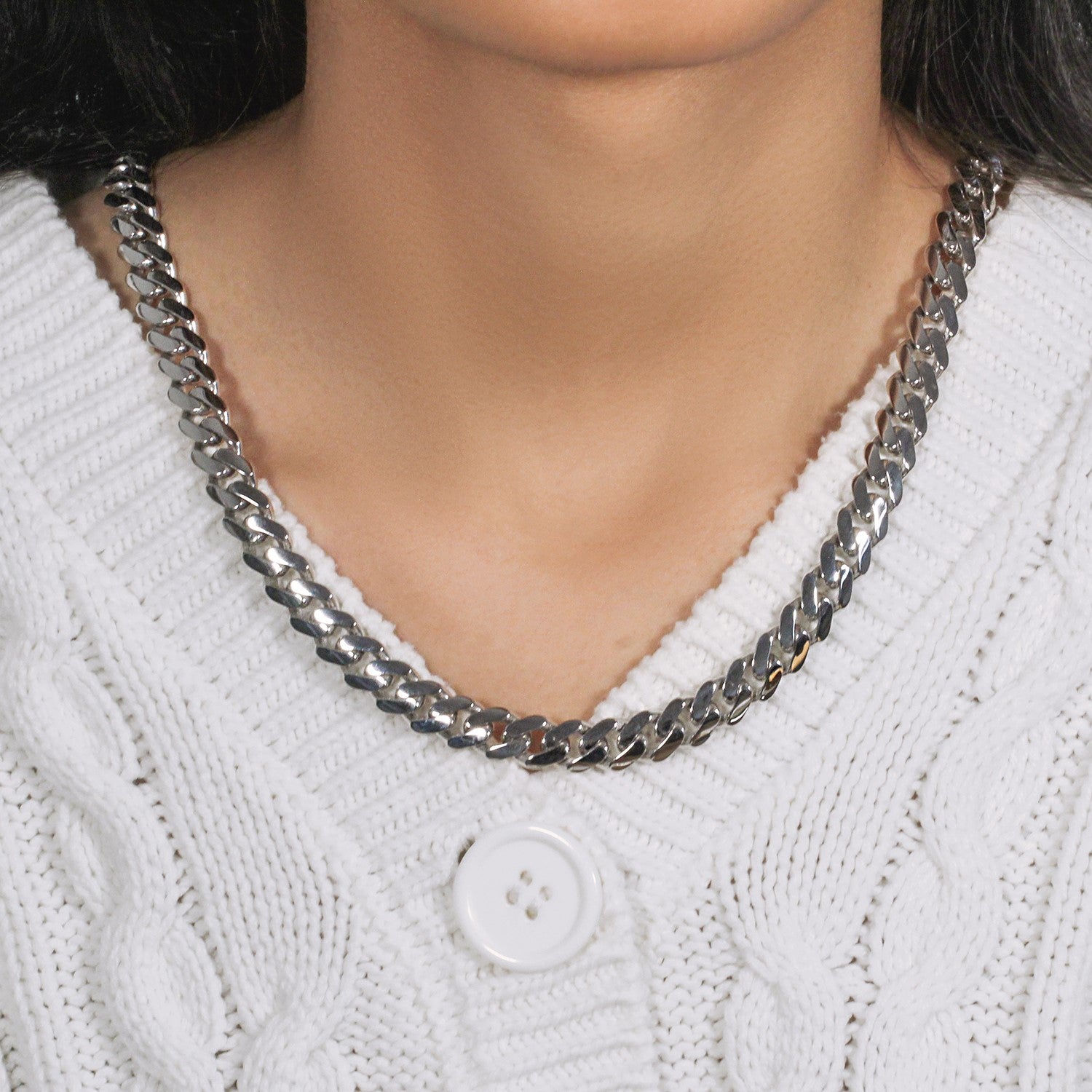 14k White Gold 22 inch Polished Curb Chain Necklace - The Best Accessory