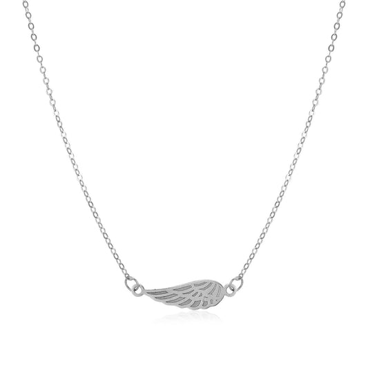 14K White Gold Angel Wing Necklace - The Best Accessory