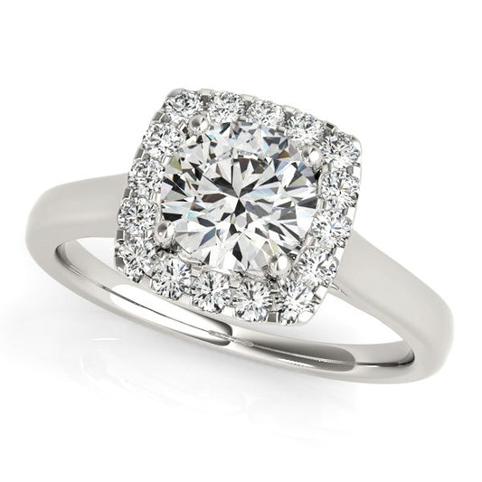 14k White Gold Square Shape Border Diamond Engagement Ring (1 1/3 cttw) - The Best Accessory