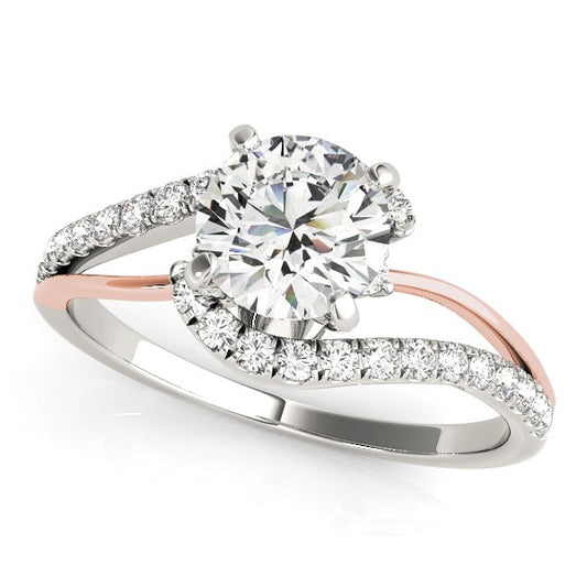 14k White And Rose Gold Bypass Shank Diamond Engagement Ring (1 1/3 cttw) - The Best Accessory