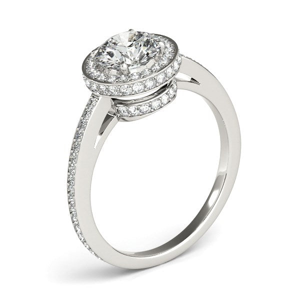 14k White Gold Round Diamond Engagement Ring with Pave Set Halo (1 1/2 cttw) - The Best Accessory