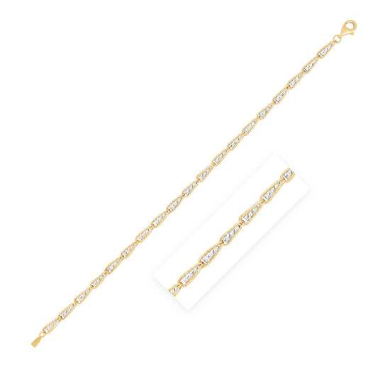 14k Two Tone Gold High Polish Diamond Cut Link Chain (3.20 mm) - The Best Accessory