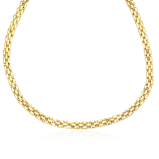 14k Yellow Gold Panther Chain Link Shiny Necklace - The Best Accessory