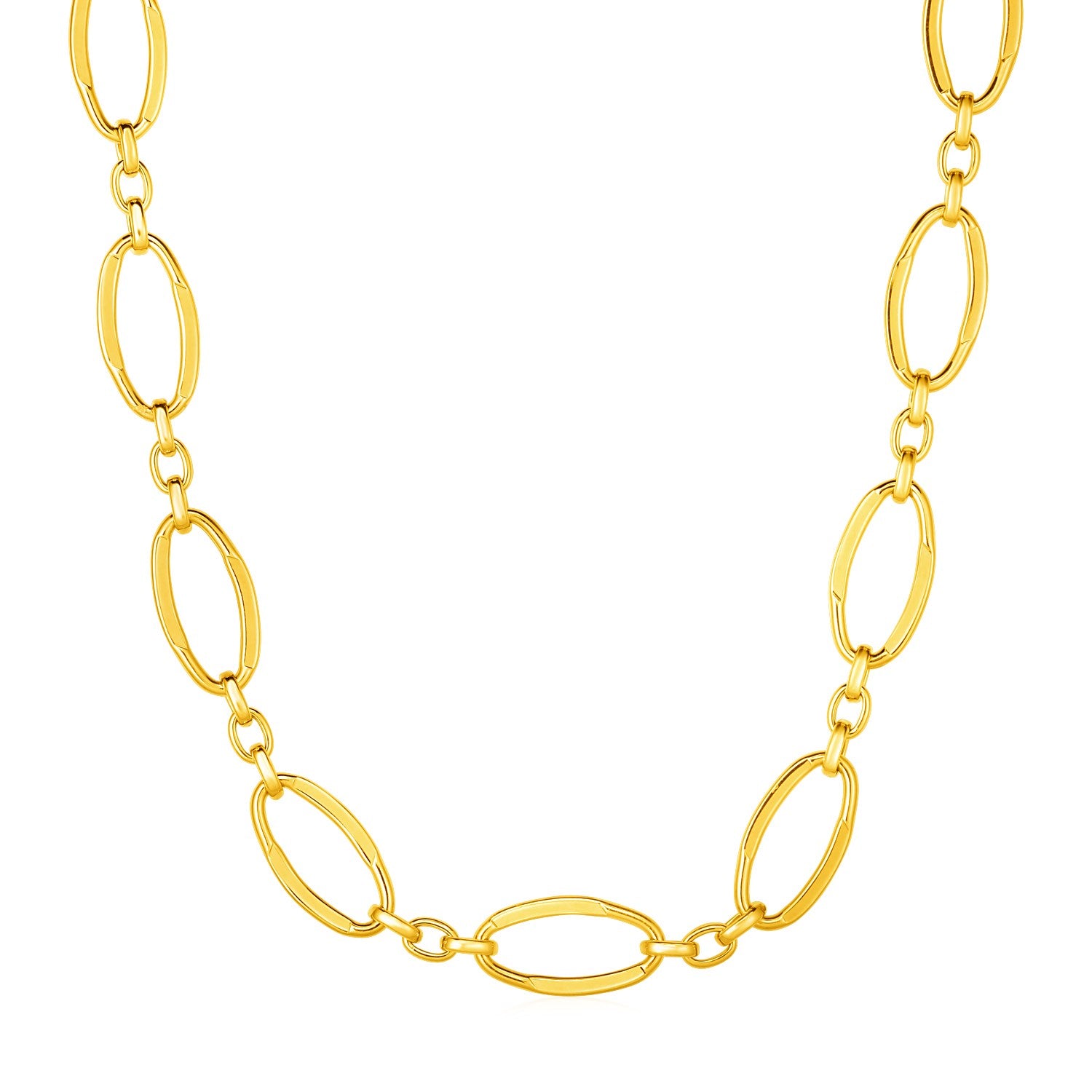 14k Yellow Gold Necklace with Polished Oval Links - The Best Accessory