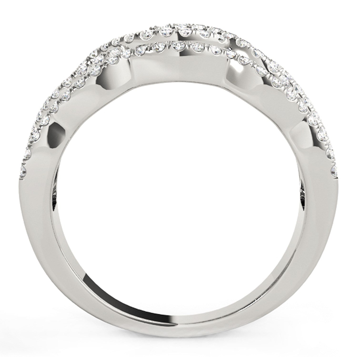 Diamond Studded Ring with Four Curves in 14k White Gold (5/8 cttw) - The Best Accessory