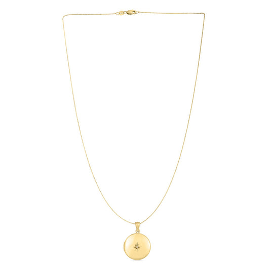 14k Yellow Gold Round North Star Locket Necklace - The Best Accessory