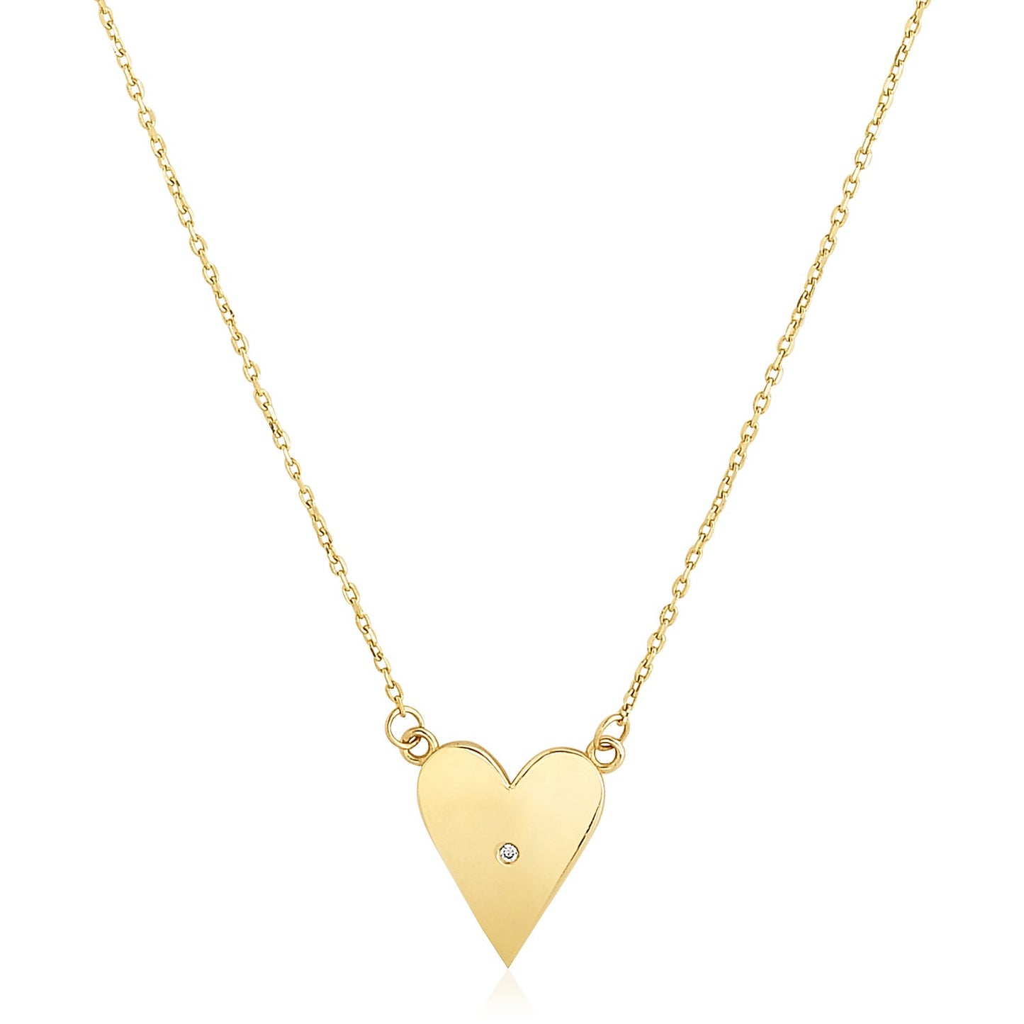 14k Yellow Gold High Polish Elongated Heart Necklace - The Best Accessory